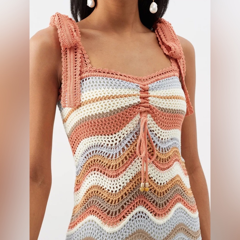 Zimmermann Devi Wave Crochet Mini Dress - Zimmermann Size 0 - Picture 4 of 17